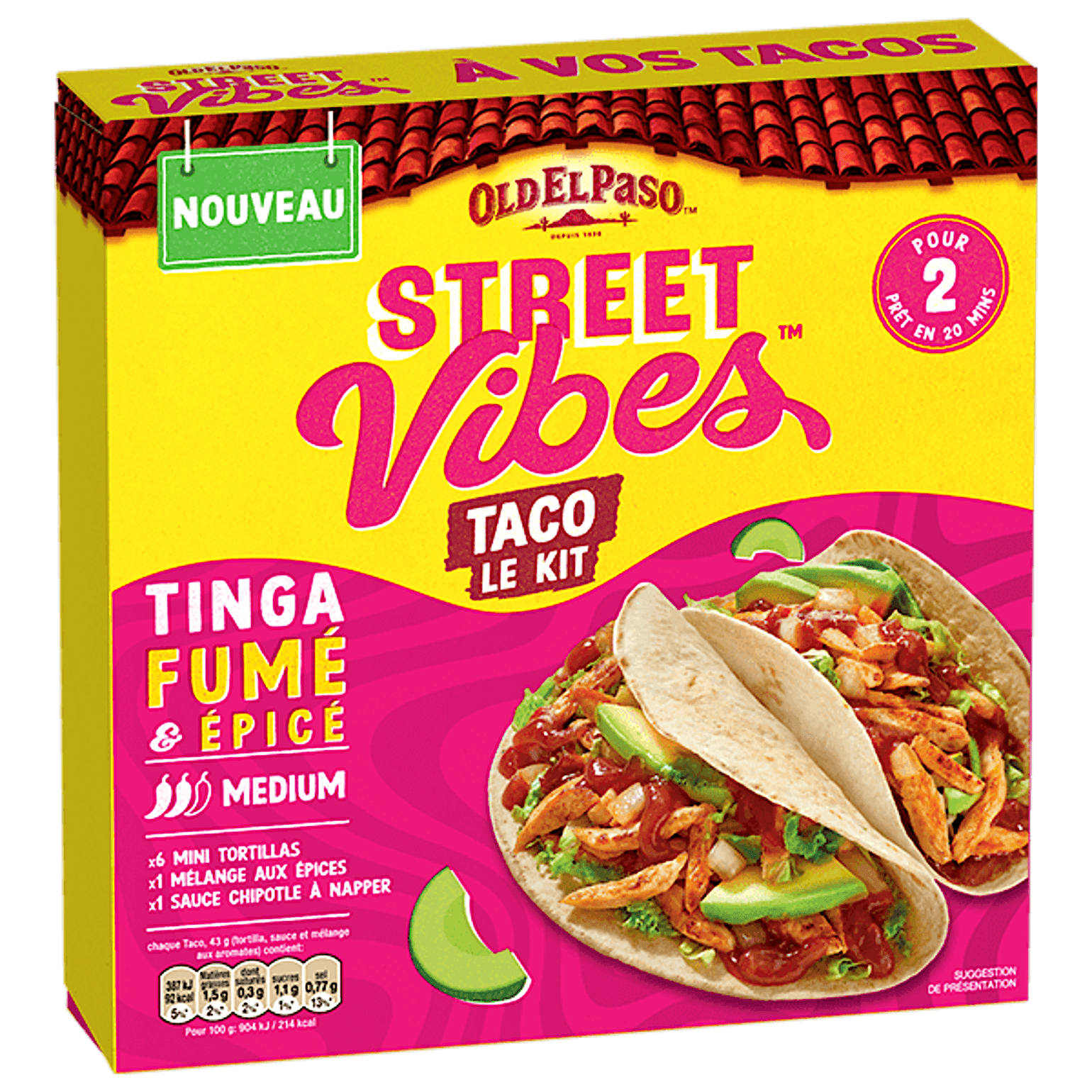 paquet de tacos doux tinga fumés Old El Paso street vibes moyen